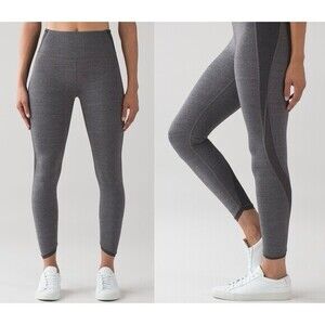 Lululemon Leggings Womens Sz 8 Heathered Black Featherlight Tight 7/8 Yoga Pants